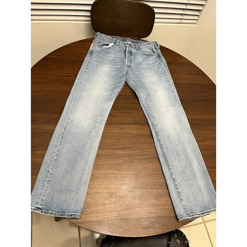 Levi's 501 Men's 33x32 Straight Jeans Blue Denim Light Wash Regular Fit Y2K